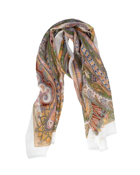 Shop ETRO  Scarf: Etro silk paisley scarf.
Scarf made of silk with Paisley print.
Edges decorated with small fringes.
Etro logo.
70 x 170 cm.
100% silk.
Made in Italy.. WATA0010 AS270-X0800